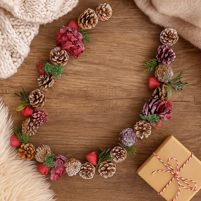 Girlanda božična, naravni material, PVC, 120cm