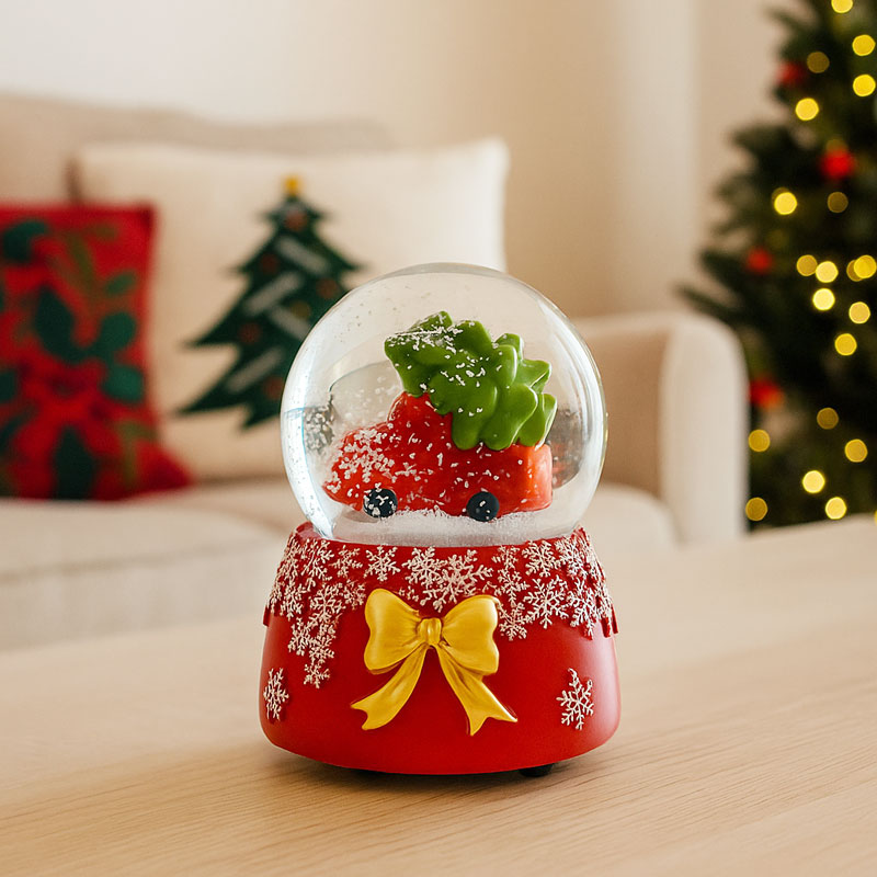 Snežna krogla, božični motiv, 6.5cm, sort.