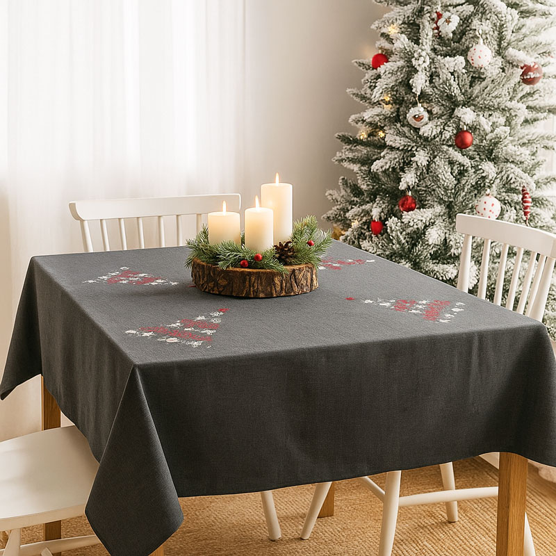 Prt namizni, "Merry Christmas", 80x80cm, 100% poliester, sort.