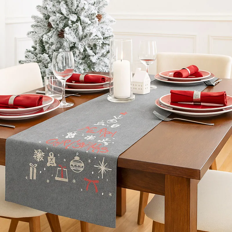 Prt namizni, tekač, "Merry Christmas", 40x150cm, 100% poliester, sort.