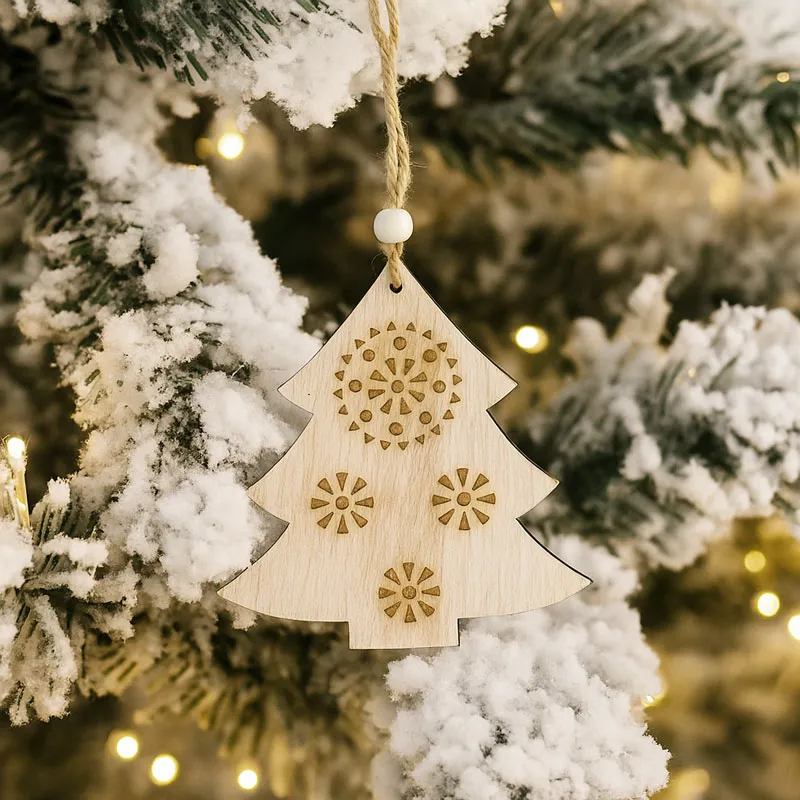 Obesek božični, smrekica, natur, MDF,10cm