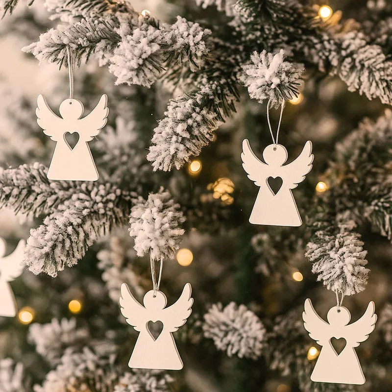 Obesek angelček, bel, 6/1, MDF, 6cm