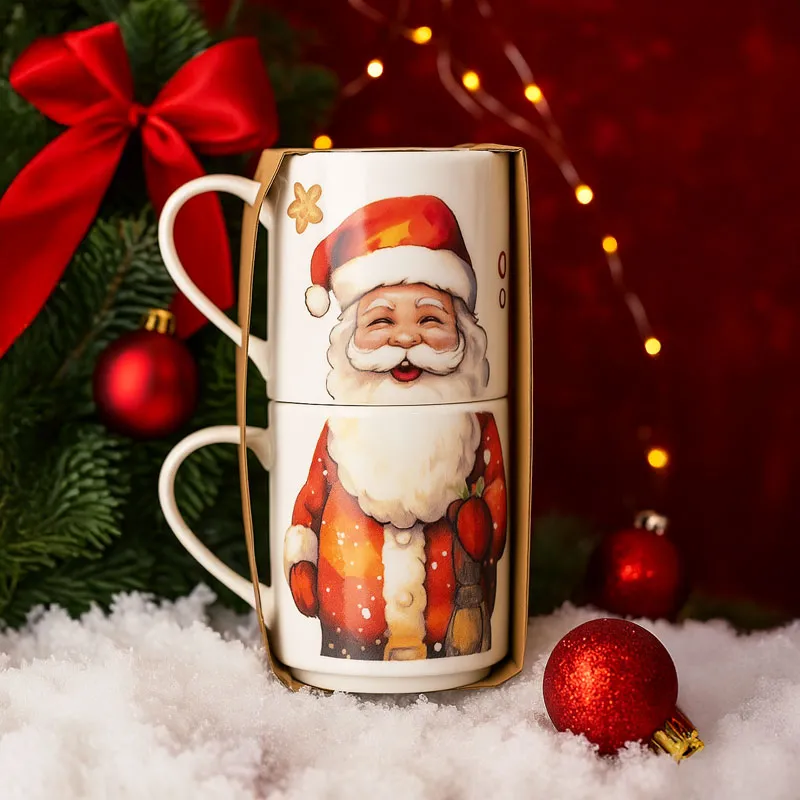 Set 2 skodelic, božični motiv, porcelan, 265ml