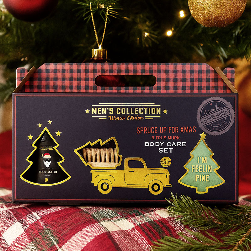 Darilni set za moške  MEN'S COLLECTION WINTER EDITION, božični, (100ml šampon za lase in telo, 100g trdo milo, krtačka za nohte), z vonjem Citrus Musk, v darilni škatli