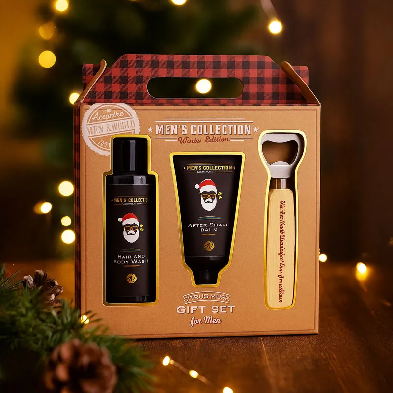 Darilni set za moške  MEN'S COLLECTION WINTER EDITION, božični, (150ml šampon za lase in telo, 60ml balzam po britju, odpirač za steklenico), z vonjem Citrus Musk, v darilni škatli