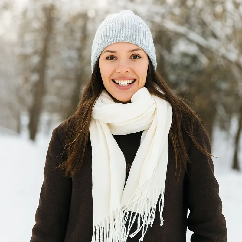 Šal zimski, ženski, kašmir, 100% poliester, LUXE EDITION, enobarven, sort.