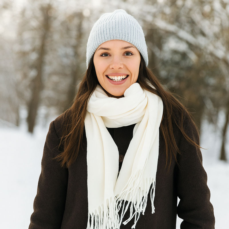 Šal zimski, ženski, kašmir, 100% poliester, LUXE EDITION, enobarven, sort.