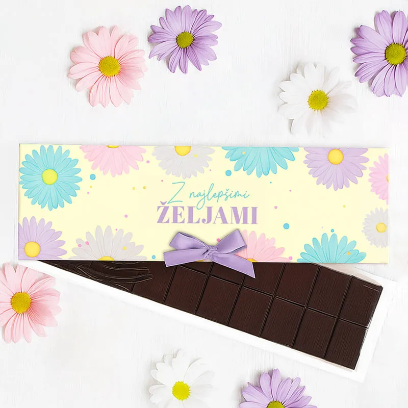 Čokolada, Z NAJLEPŠIMI ŽELJAMI, marjetice, temna čokolada, 100 g