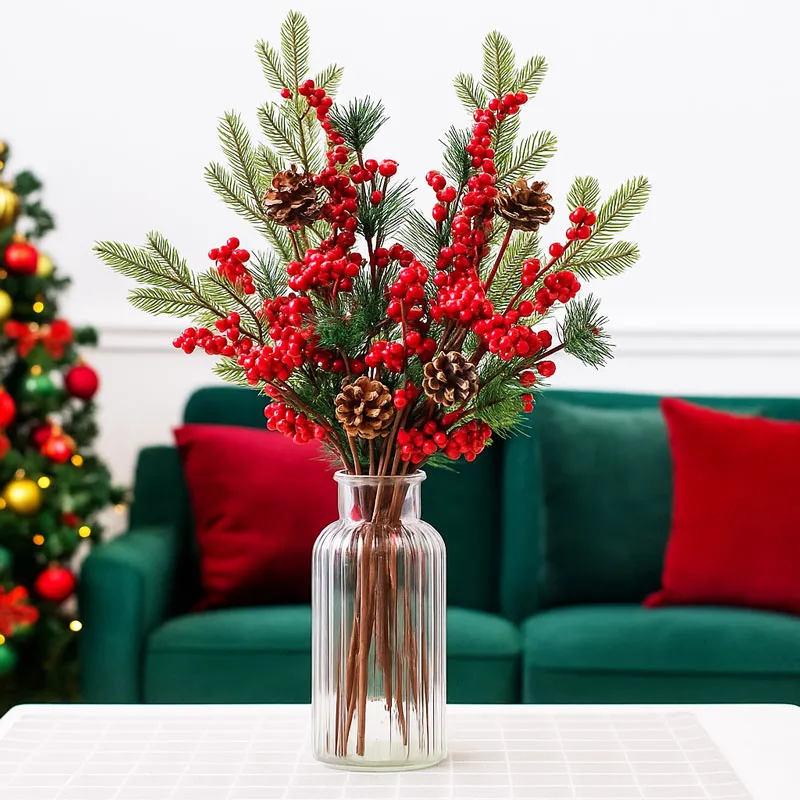 Božična vejica, rdeča/bela, 49cm, sort.