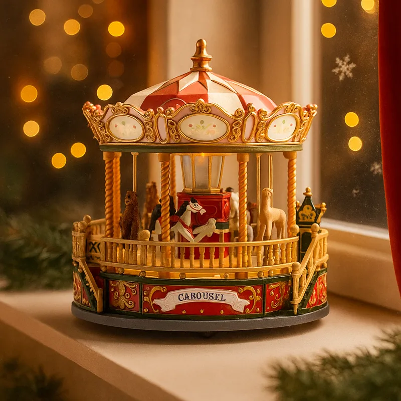 Božična dekoracija, glasbeni vrtiljak, PVC, 25x22cm