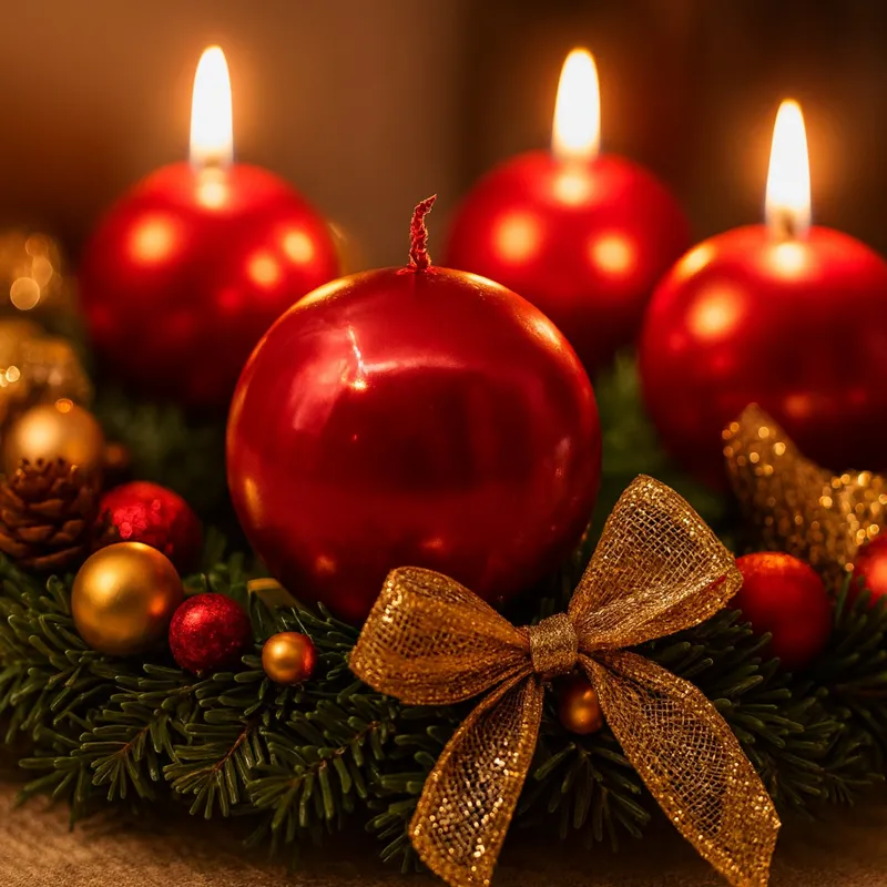 Sveča okrogla, metalik rdeča, 60mm