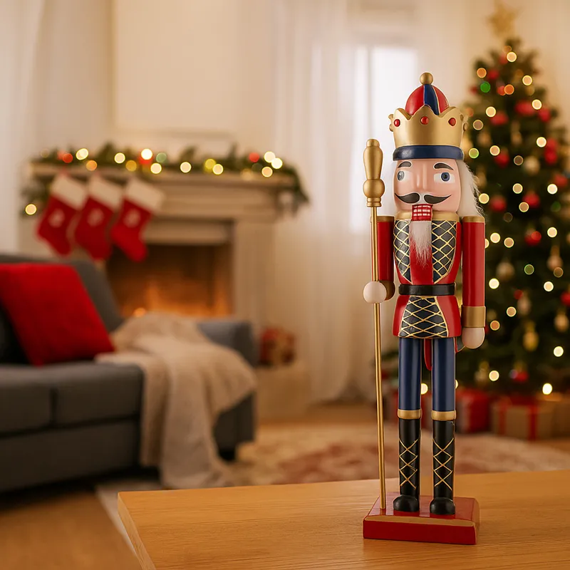 Hrestač lesen, rdeč kralj/zelen vojak, 38x8cm