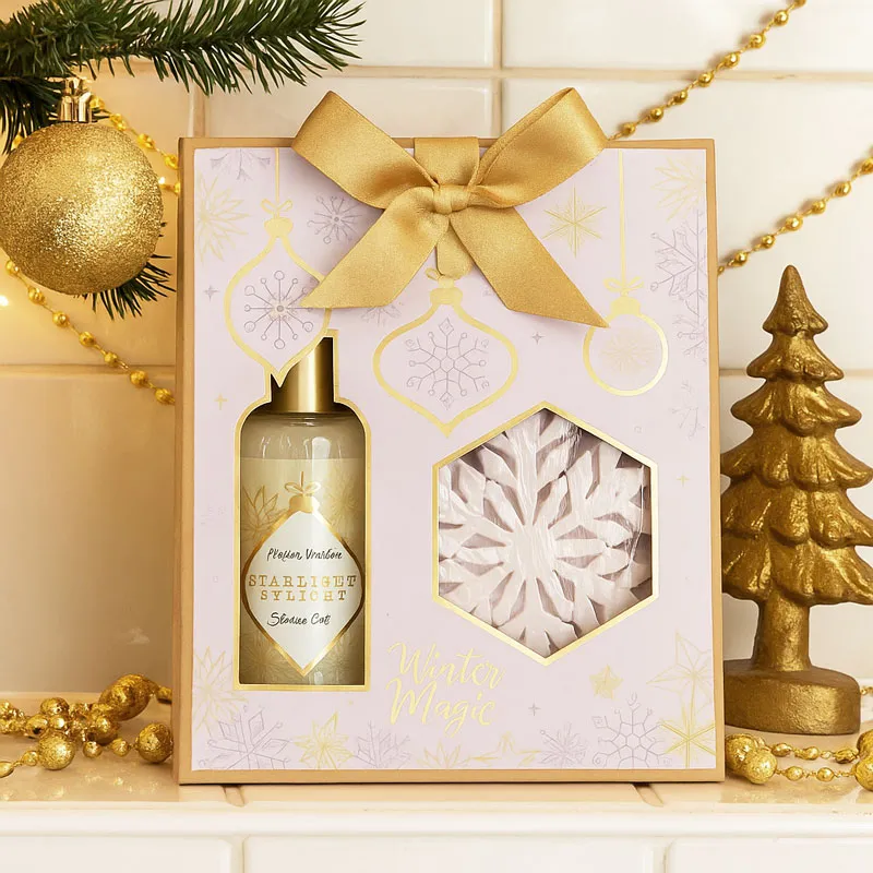 Kopalni set WINTER MAGIC, (100ml gel za tuširanje, 60g trdo milo), z vonjem Frosted Vanilla, v darilni škatli