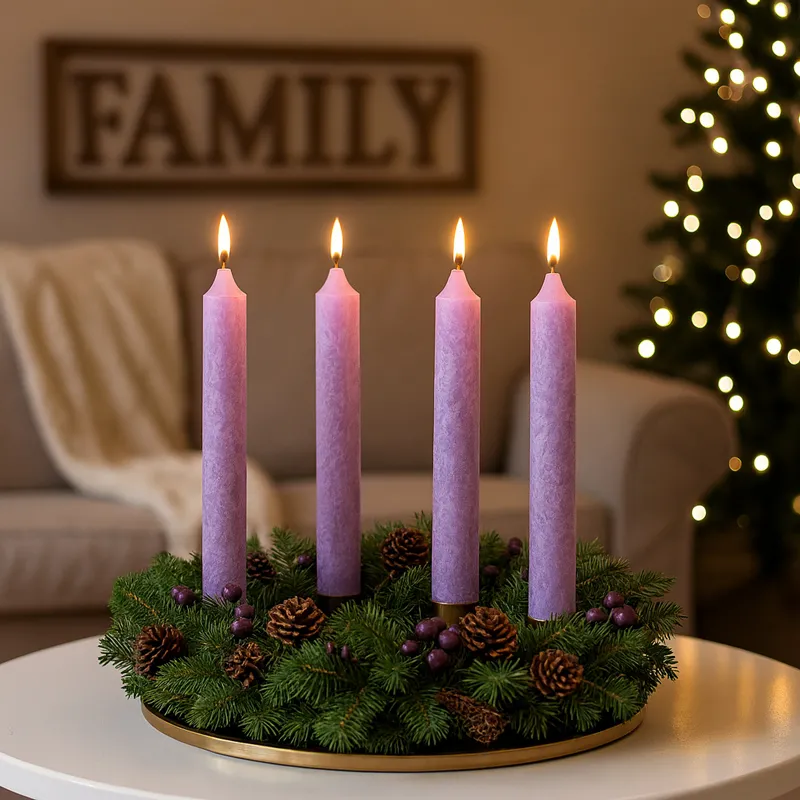 Sveča koničasta, vijolična, vonj sivka, 20cm