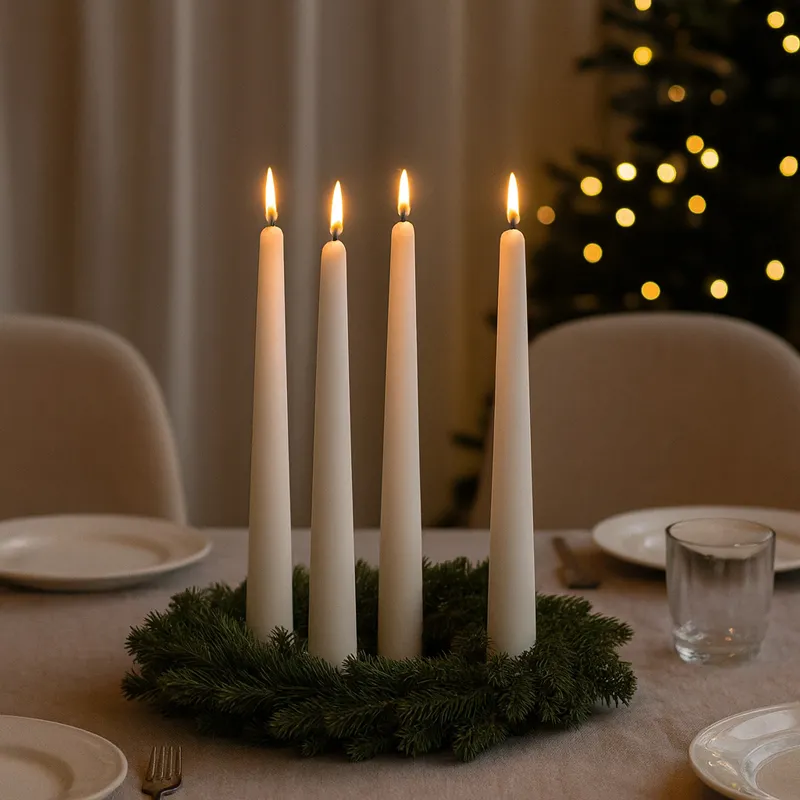 Sveča koničasta, mat, bela, 24cm