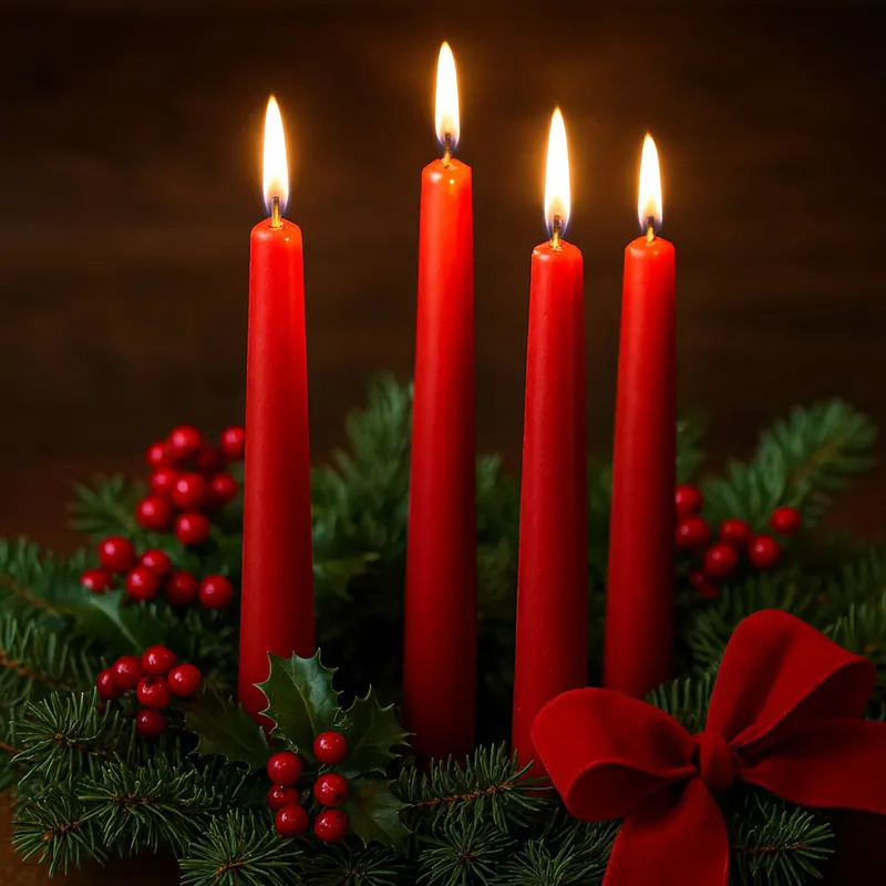 Sveča koničasta, mat, rdeča, 24cm