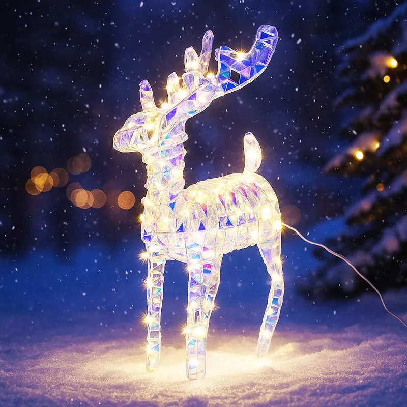 Jelenček z 50 LED lučkami, mavričen, za notranjo uporabo, na baterije, 24x8x37cm