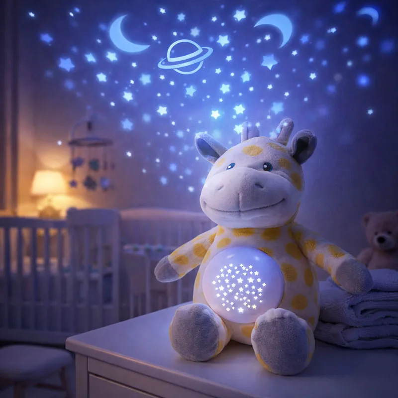 Igrača iz pliša, z lučko, zvokom in projekcijo, sort.