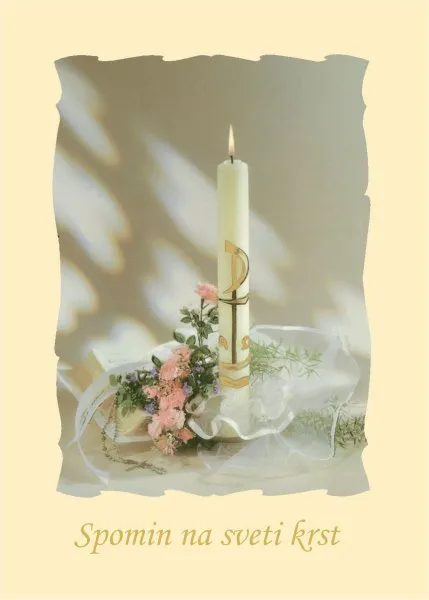 Voščilo za krst - vizitka, sveča, za spomin