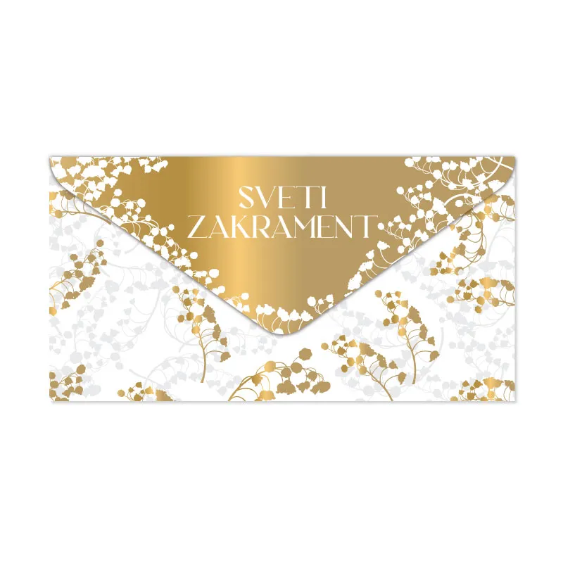 Kuverta darilna, Sveti zakrament, zlata, za denar, 20x10.5cm