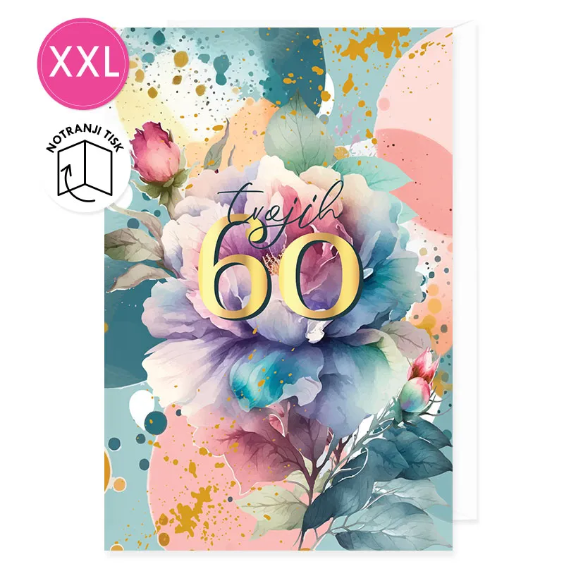 Voščilnica velika, rojstni dan, ženska, Tvojih 60