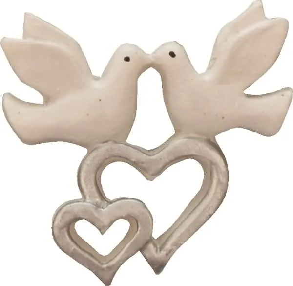 Golobčka s srčki, polymasa, 4x4cm