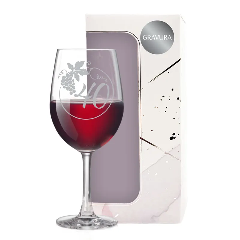 Kozarec za vino graviran - grozd 40, 0.58l