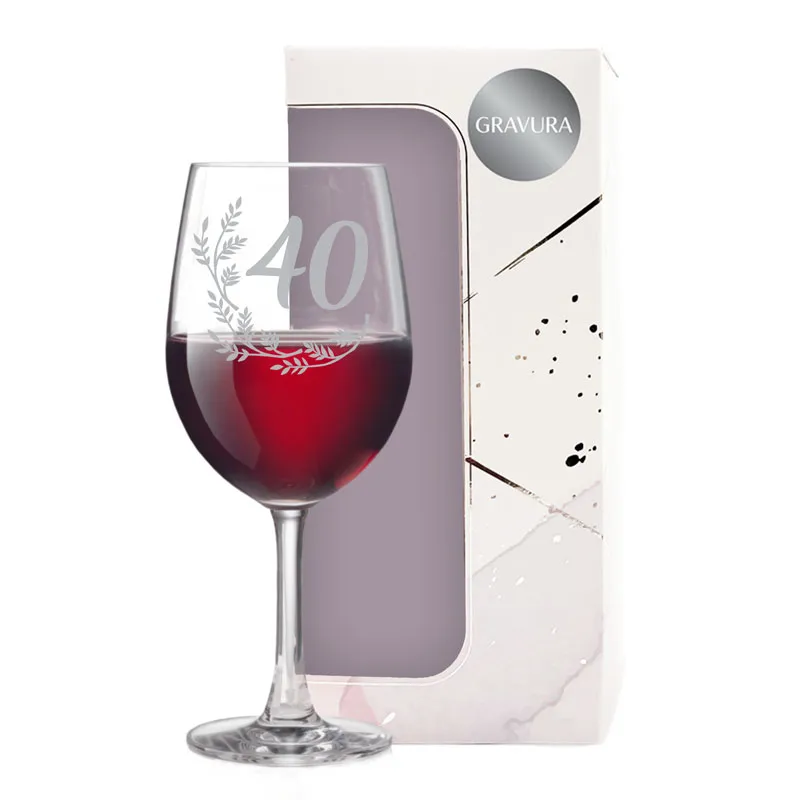 Kozarec za vino graviran - vejica 40, 0.58l