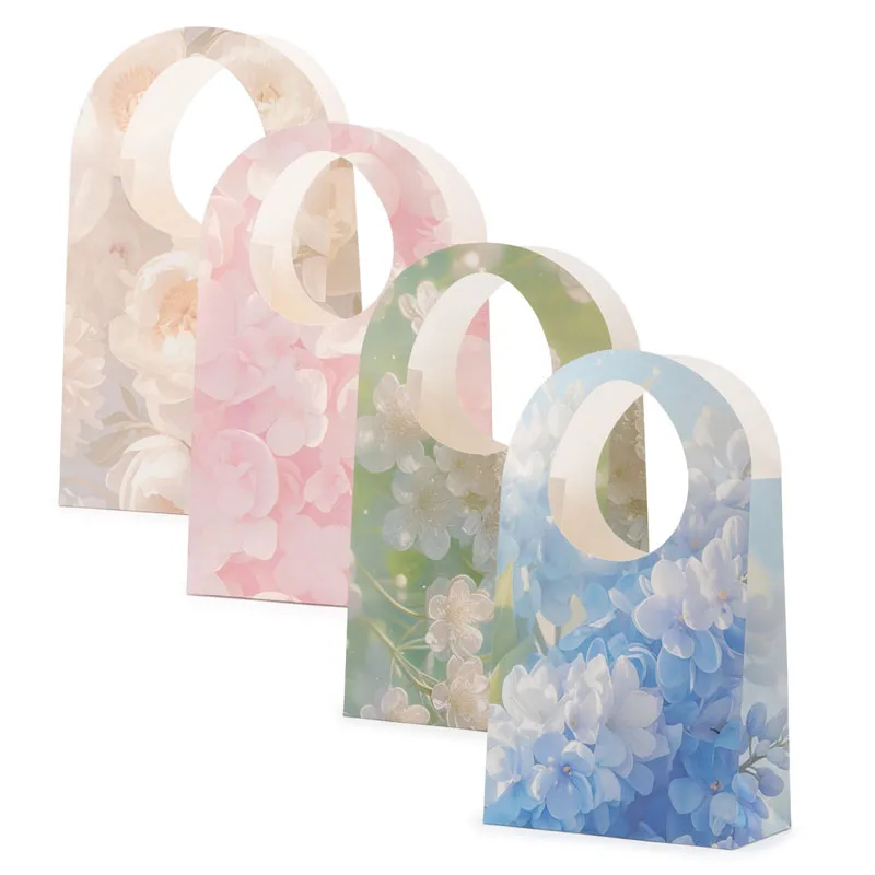 Vrečka darilna, 30x18x10cm, okrogel ročaj, cvetlice, sort.