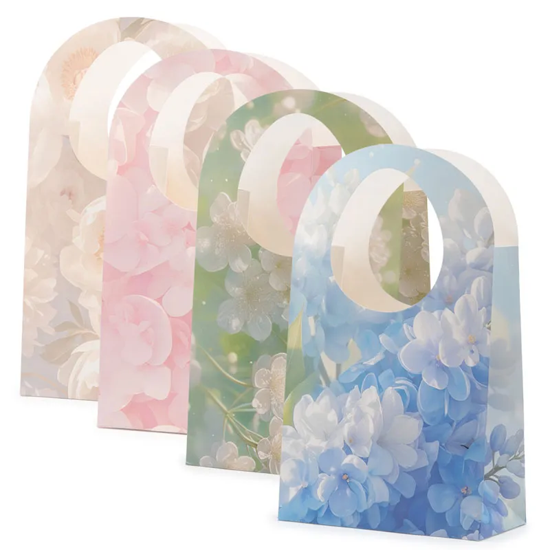 Vrečka darilna, 43x26x12cm, okrogel ročaj, cvetlice, sort.