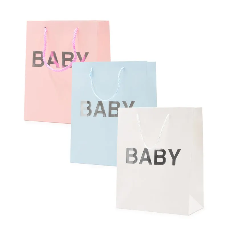 Vrečka darilna, 23x18x10cm, enobarvna, Baby, za rojstvo, sort.