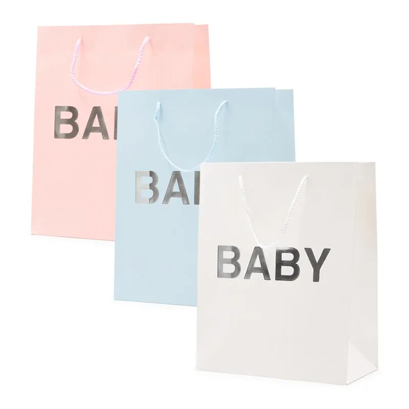 Vrečka darilna, 32x26x12cm, enobarvna, Baby, za rojstvo, sort.
