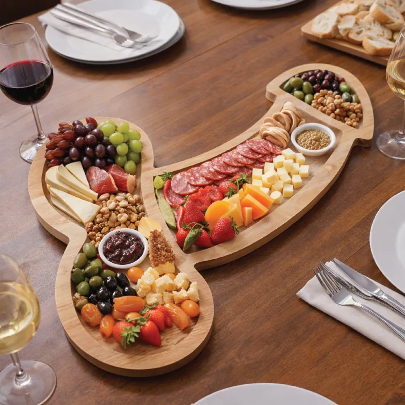 Pladenj za narezek, penis, lesen, 45cm