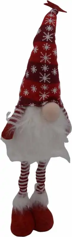 Božična dekoracija, palček s pleteno kapo, brez okic, z LED lučko, 36cm, sort.