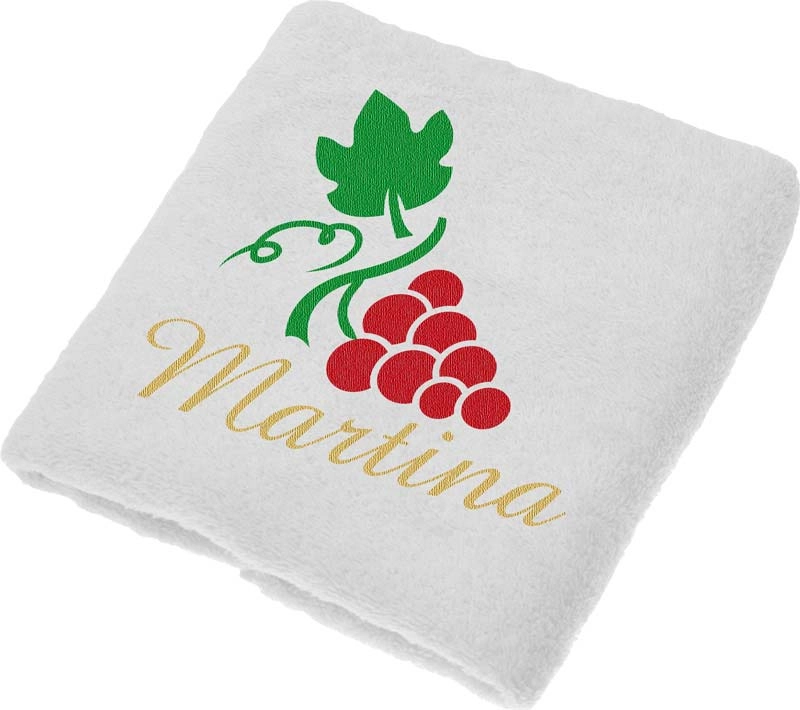 Brisača za  Martinovo, Martina, rdeči grozd ležeč, 100x5Ocm, 100% bombaž