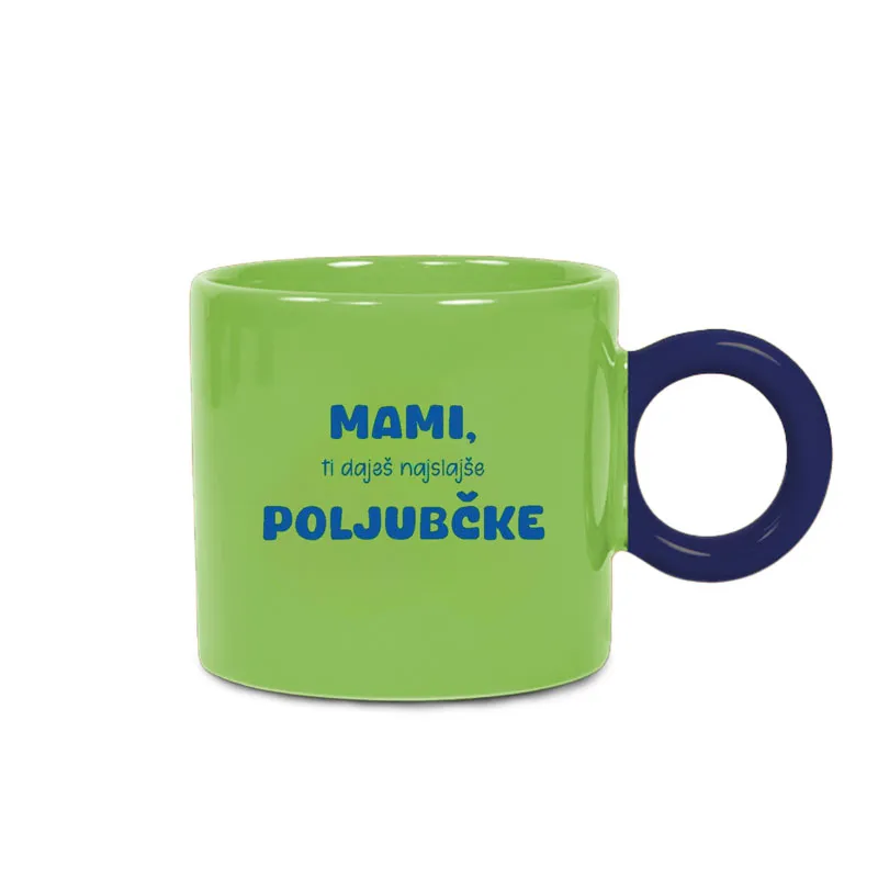 Skodelica, Mami, ti daješ najslajše poljubčke, kitajski porcelan, 7.5cm