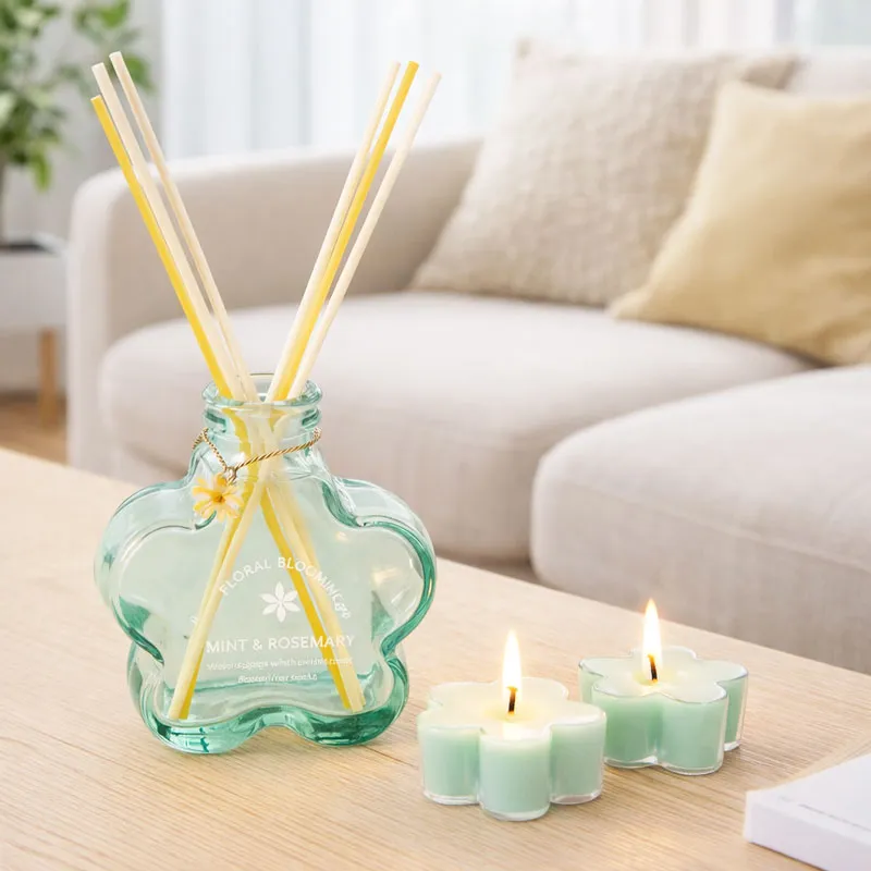 Aroma set, osvežilec s palčkami, 100ml, 2x čajna lučka