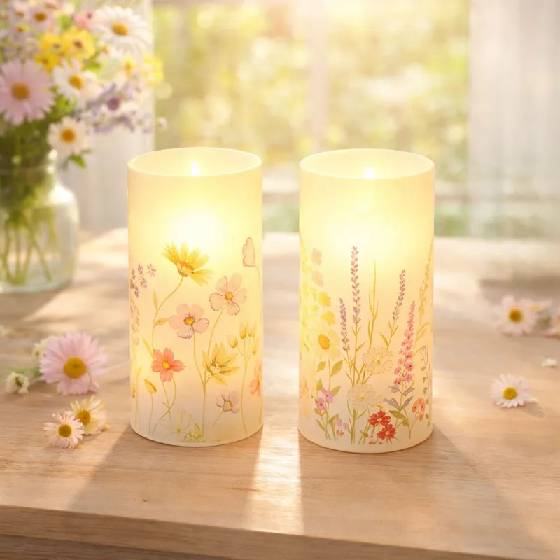 Tuba steklena, z LED lučko, 9x9x18cm, sort.