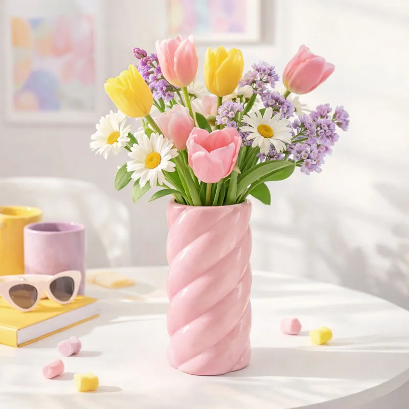 Vaza, dolomit, 12.5x12.5x25cm, sort.