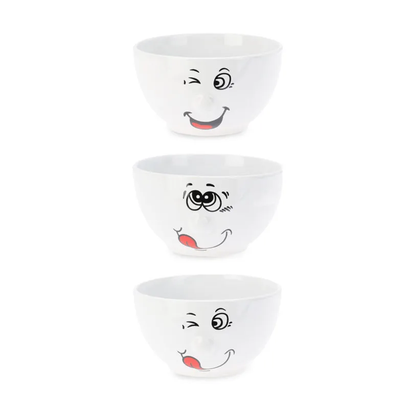 Skleda, nasmejan obraz, kamenina, 500ml, sort.