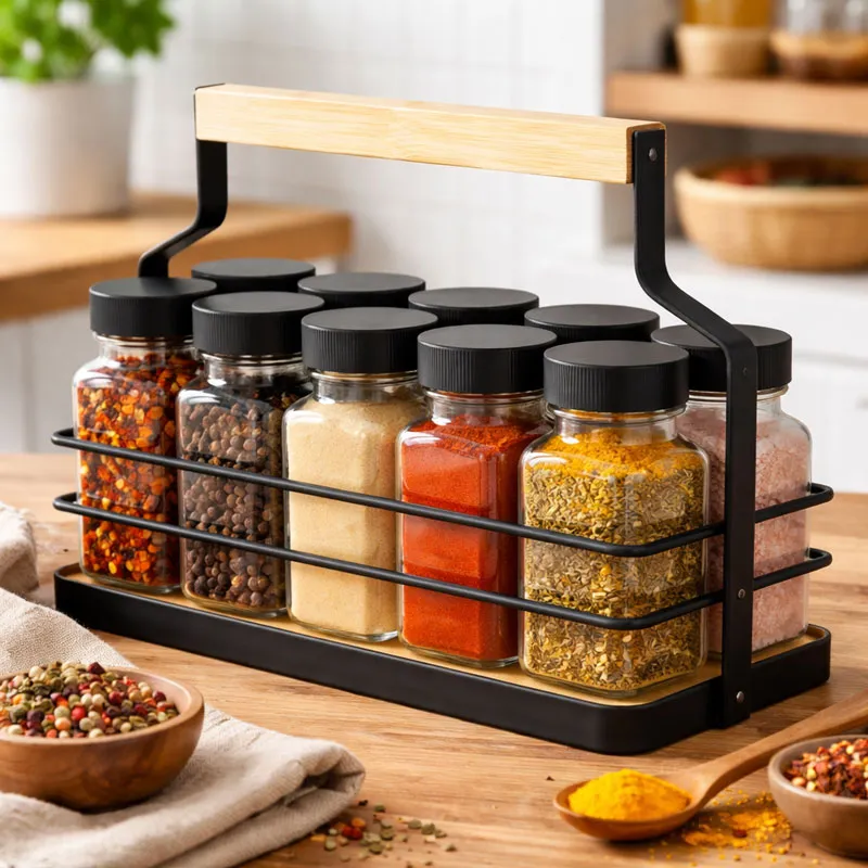 Set posodic za začimbe, 10/1 s stojalom, steklo