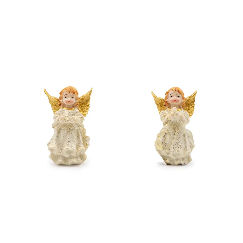 Angel stoječ z zlatimi krili, polimasa, 5x4x9cm, sort.
