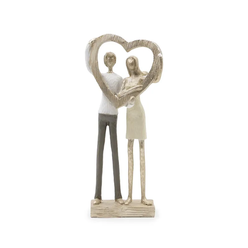 Figura, zaljublenca in srce, polimasa, 10x7x28cm