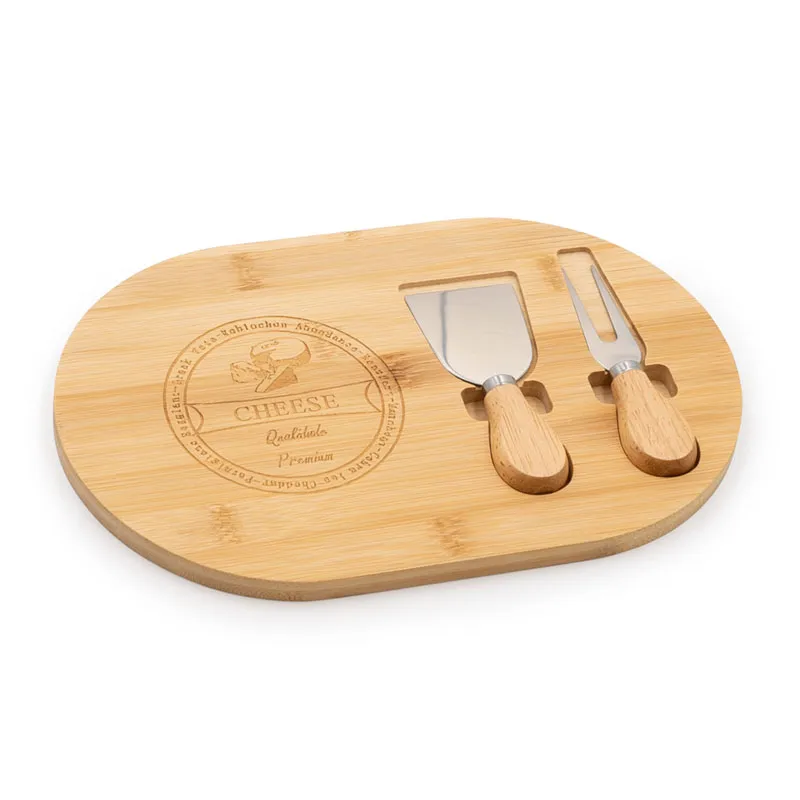 Set za sir, pladenj iz bambusa + 2 pripomočka, 28.5x19x1.2cm