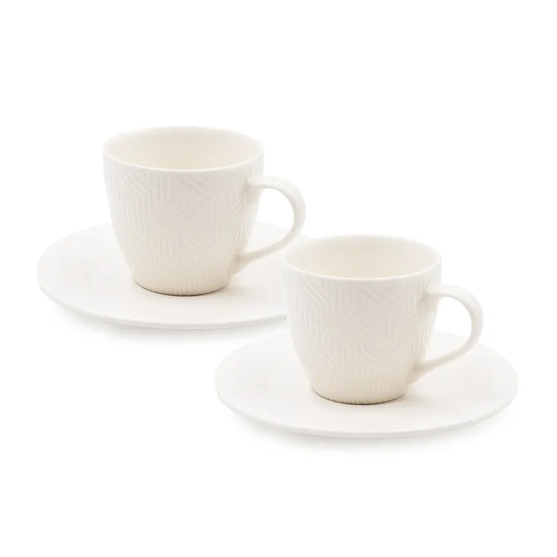 Set 2 skodelic s podstavki, porcelan, 8.5x7.6cm