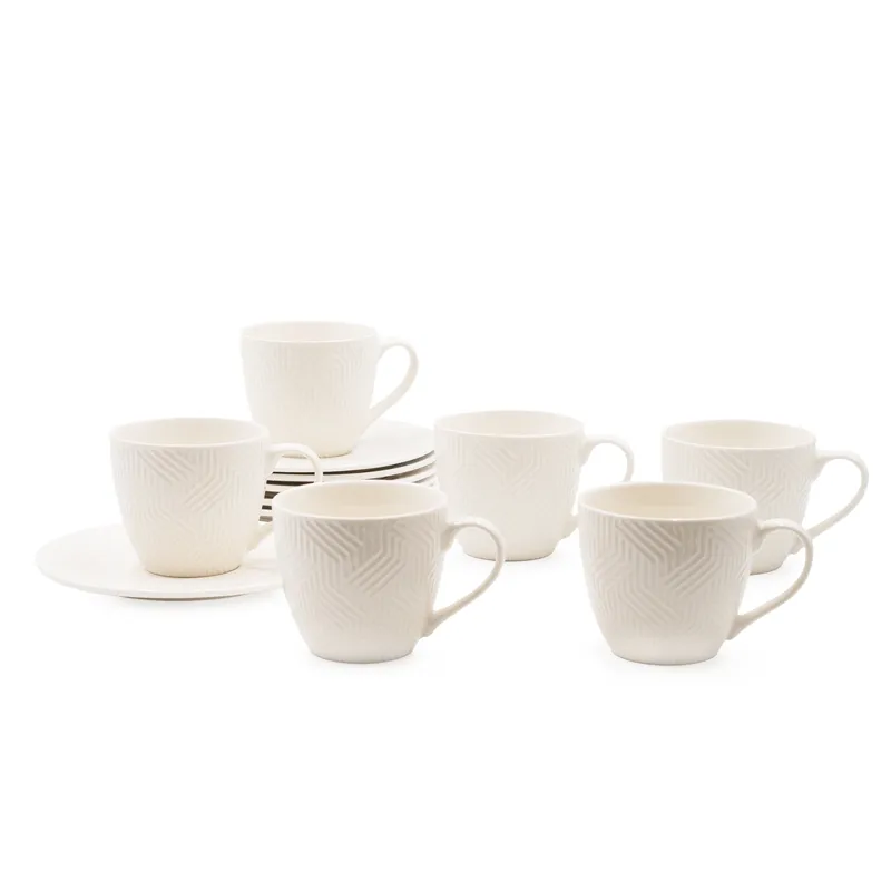 Set 6 skodelic s podstavki, porcelan, 8.5x7.6cm