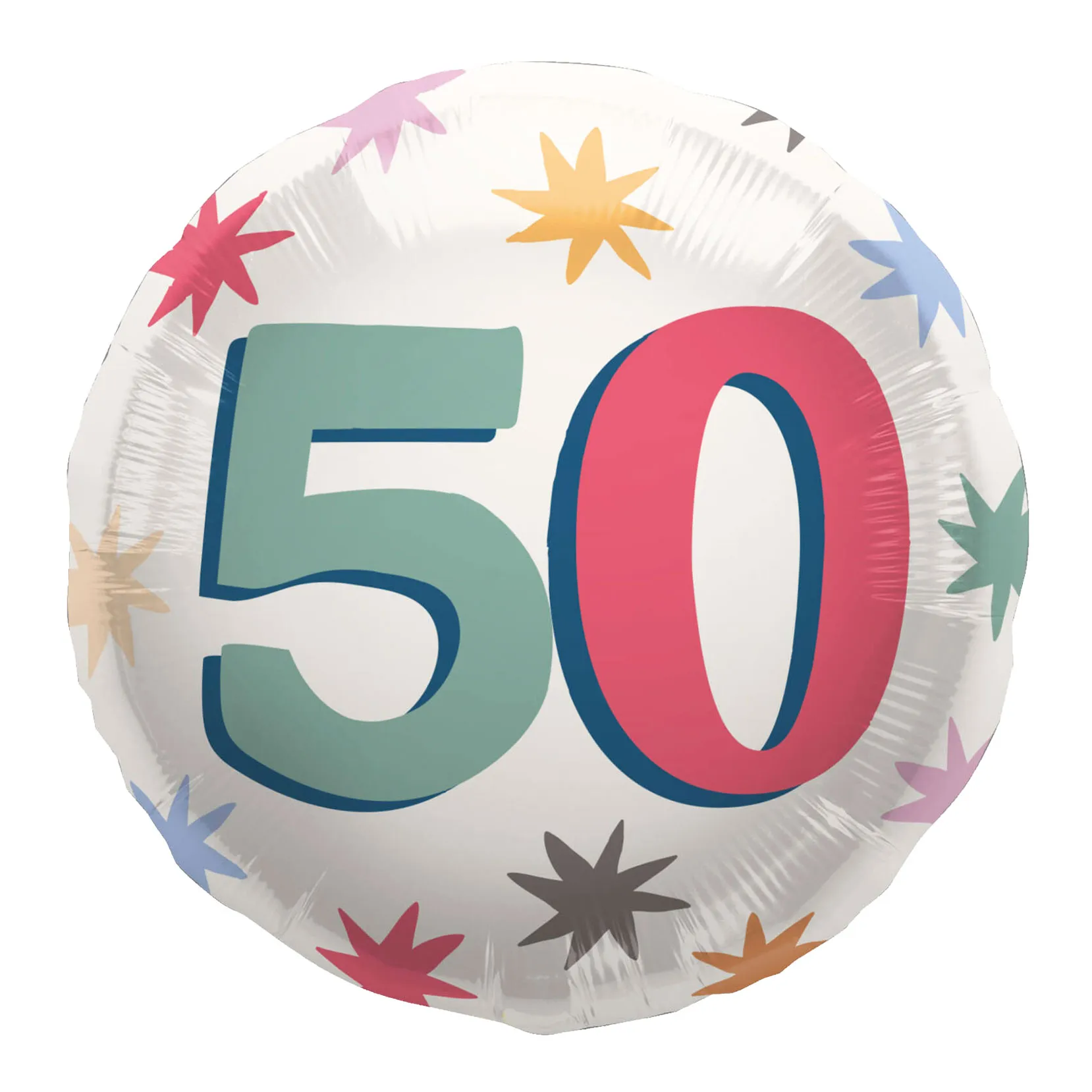 Balon napihljiv, za helij,  50, bel z zvezdicami, 45cm