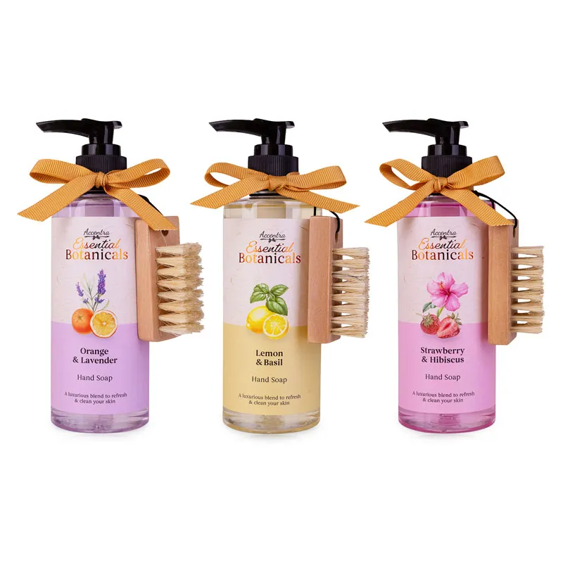 Milo tekoče, ESSENTIAL BOTANICALS, 200ml, z vonjem:Orange & Lavender / Lemon & Basil / Strawberry & Hibiscus  + krtačka za nohte, sort.