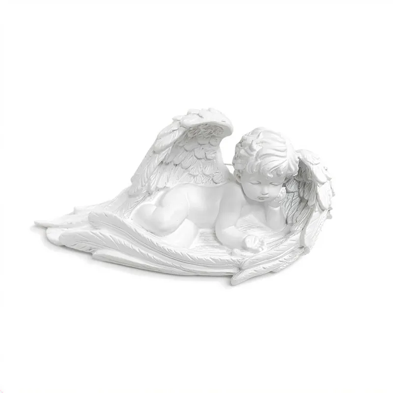 Angel, ležeč v krilih, polimasa, 19x7x9.5cm