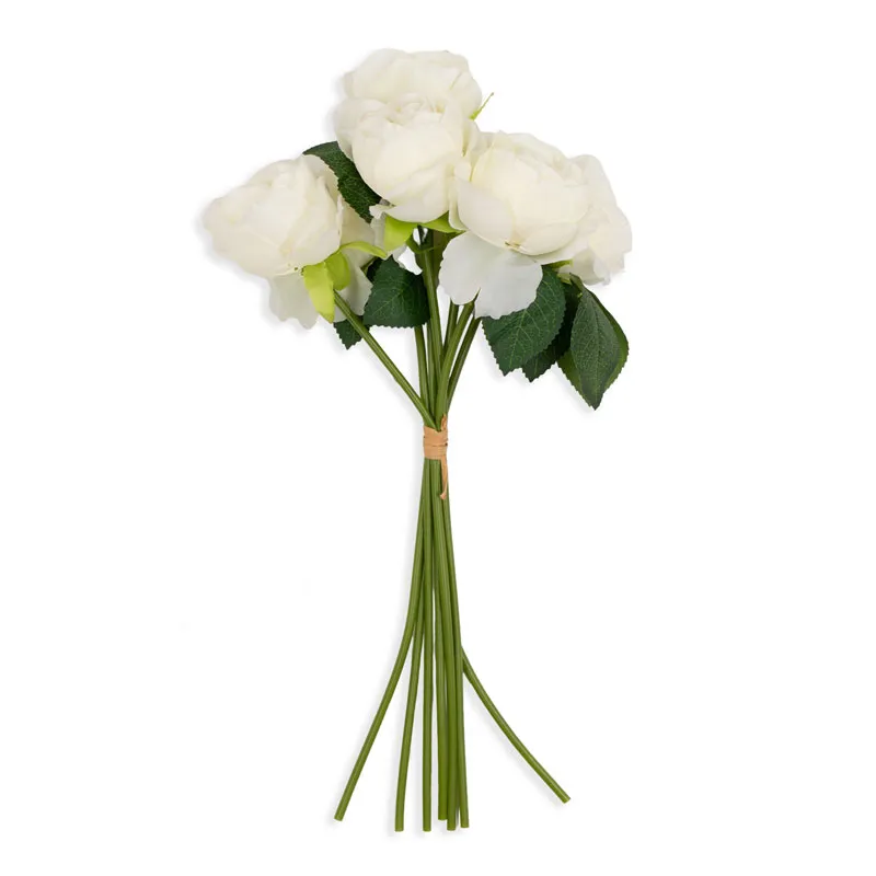 Umetno cvetje, šopek belih vrtnic, 7kom, blago/PVC, 38cm